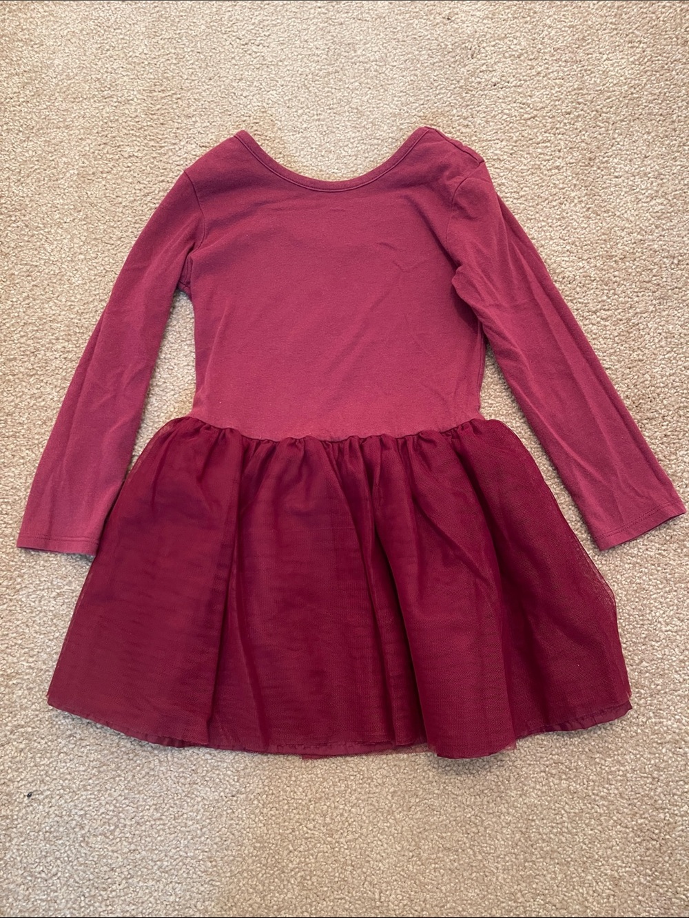Old Navy Girls Burgundy Long-Sleeve Tulle Skirt Dress